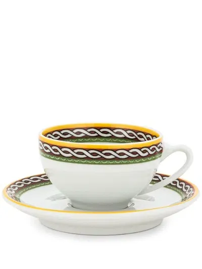 Dolce & Gabbana Carreto Sicilian-trim Expresso Cups (set Of Two) In White