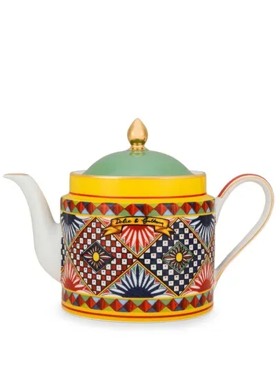 Dolce & Gabbana Carreto Siciliano-print Teapot In White