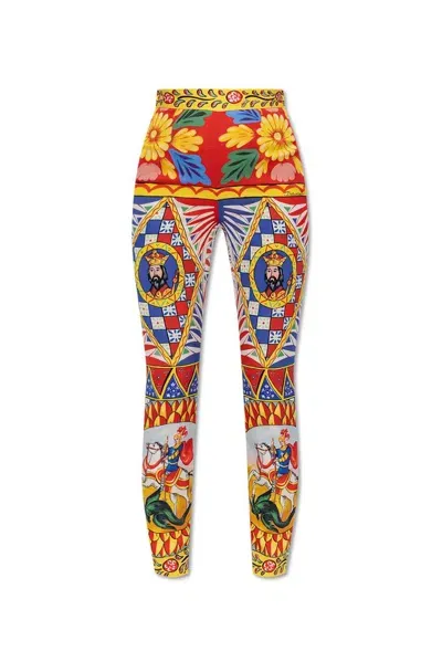 Dolce & Gabbana Carretto Patterned Leggings In Multi