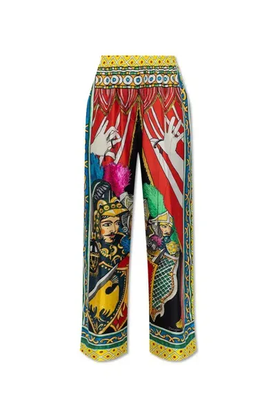 Dolce & Gabbana Carretto Printed Wide Leg Pajama Pants In Multi