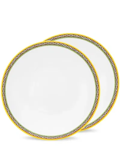 Dolce & Gabbana Carretto Siciliano-trim Soup Plates (set Of Two) In White