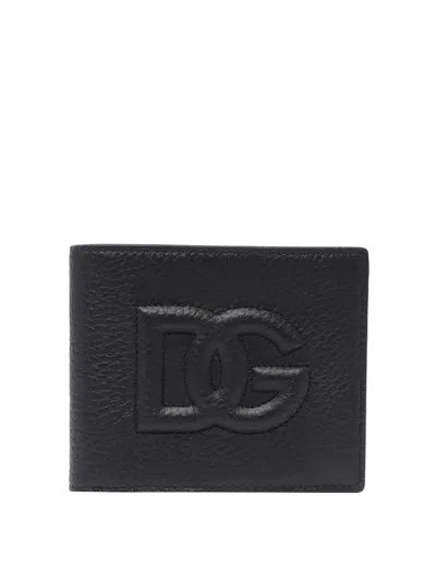 Dolce & Gabbana Black Dg Logo Wallet With Tone-on-tone Logo