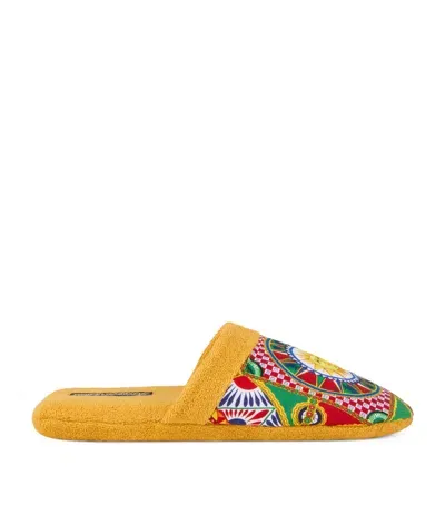 Dolce & Gabbana Casa Caretto Slippers In Yellow