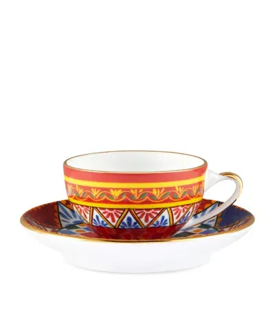 Dolce & Gabbana Casa Carreto Coffee Cup And Saucer In Multi