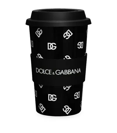 Dolce & Gabbana Casa Ceramic Dg Logo Travel Cup In Black