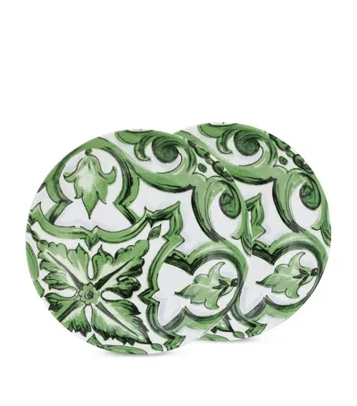 Dolce & Gabbana Casa Set Of 2 Soup Plates In Green