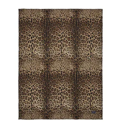 Dolce & Gabbana Casa Wool-silk Leopardo Blanket In Animal Print