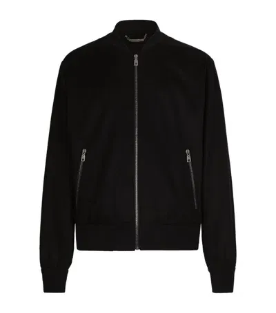 Dolce & Gabbana Zip-up Cashmere Bomber Jacket In Navy