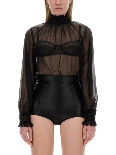 Dolce & Gabbana Chiffon Blouse In Black