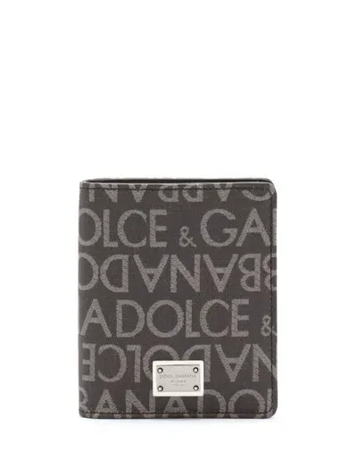 Dolce & Gabbana Coated Jacquard Bi-fold Card Holder In Black