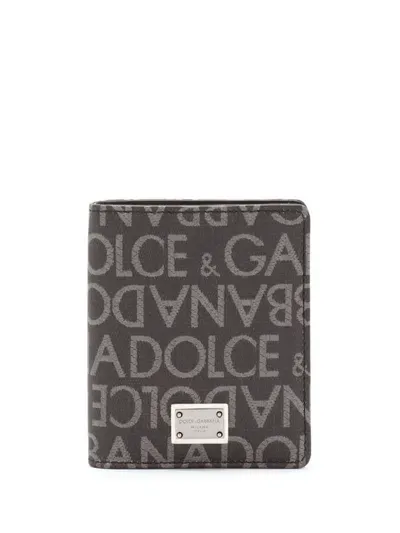 Dolce & Gabbana Coated Jacquard Bifold Card Holder In Gray