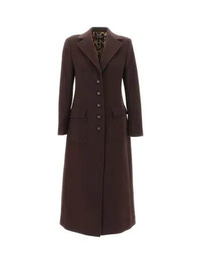 Dolce & Gabbana Chocolate Wool Blend Coat In Brown