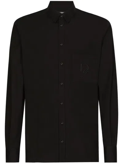 Dolce & Gabbana Cotton Shirt With Pocket In Black