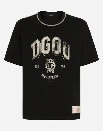 Dolce & Gabbana Dg Logo-print Cotton T-shirt In Black