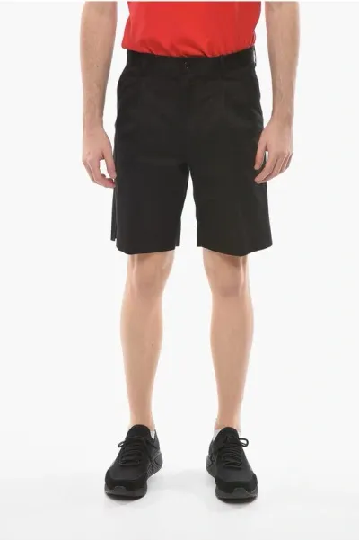 Dolce & Gabbana Stretch Cotton Shorts With Branded Tag In Black