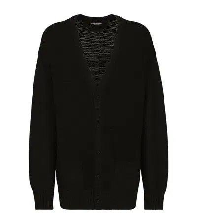 Dolce & Gabbana Cotton V-neck Cardigan In Black