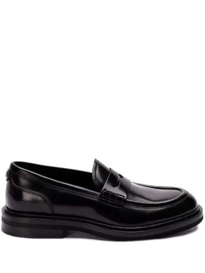 Dolce & Gabbana Leather Loafers Boasting Shiny Finish In Black