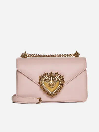 Dolce & Gabbana Devotion Nappa Leather Shoulder Bag In Blush