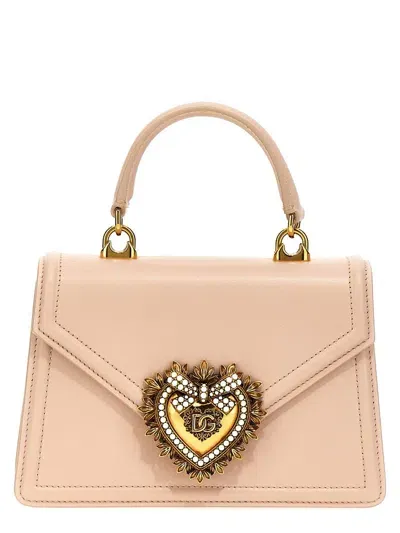 Dolce & Gabbana 'devotion' Heart Embellished Chain Strap Handbag In Pink