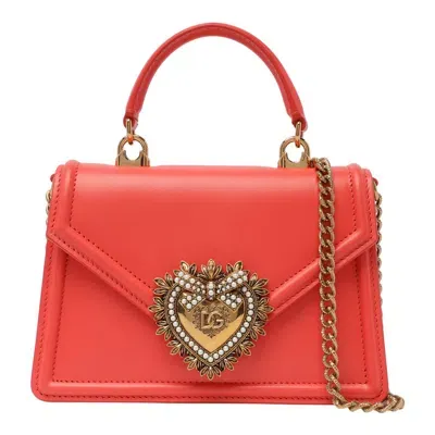 Dolce & Gabbana Devotion Small Tote Bag In Orange