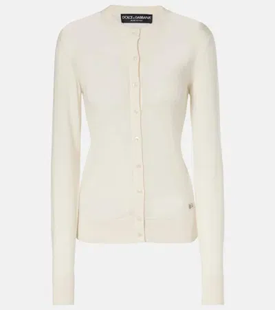 Dolce & Gabbana Dg Cashmere And Silk Cardigan In Weiss