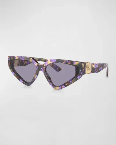 Dolce & Gabbana Dg Crossed Logo Acetate & Plastic Cat-eye Sunglasses In Grey