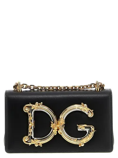 Dolce & Gabbana Dg Girls Mini Crossbody Bag With In Black