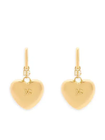 Dolce & Gabbana Dg Heart Dangle Earrings In Gold