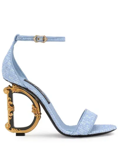 Dolce & Gabbana Dg Heel Denim Sandals In Blue