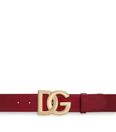 Dolce & Gabbana Dg Logo Belt In Burgundy