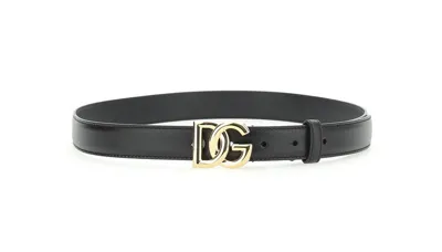 Dolce & Gabbana Dg Logo Buckle Belt In Black