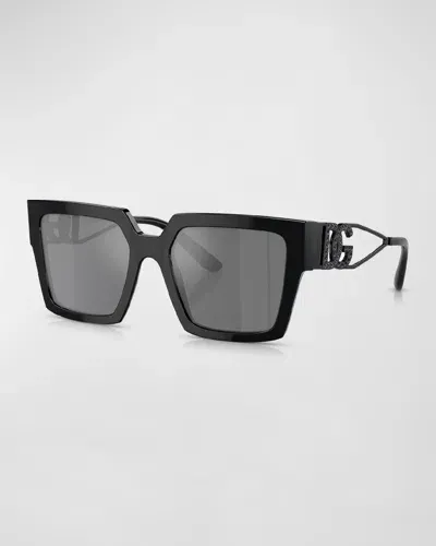 Dolce & Gabbana Dg Logo Cutout Square Acetate Sunglasses In Black