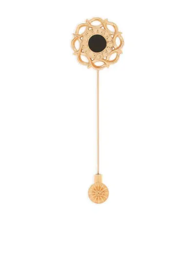 Dolce & Gabbana Dg-logo Drop Brooch In Gold