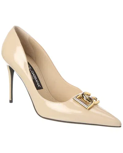 Dolce & Gabbana Sand Leather Pumps In Beige