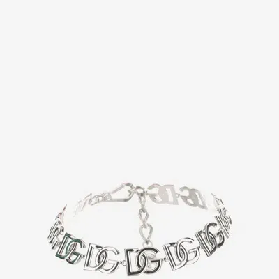 Dolce & Gabbana Dg Logo Lettering Choker In Silver