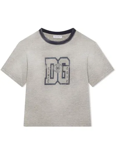 Dolce & Gabbana Kids' Dg-logo T-shirt In Grey