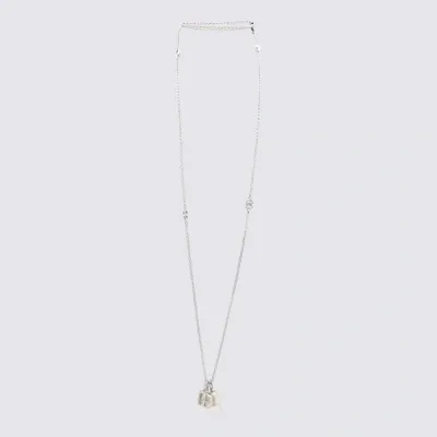 Dolce & Gabbana Dg Logo Teardrop Necklace In Silver