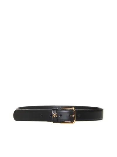 Dolce & Gabbana Dg Plaque Buckle Belt In Black