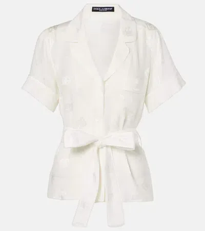 Dolce & Gabbana Dg Silk Pajama Shirt In White