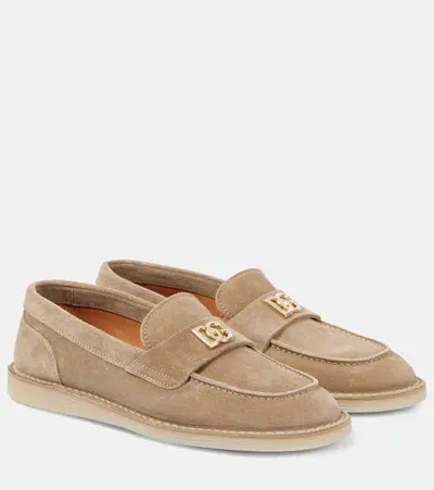 Dolce & Gabbana Dg Suede Loafers In Brown