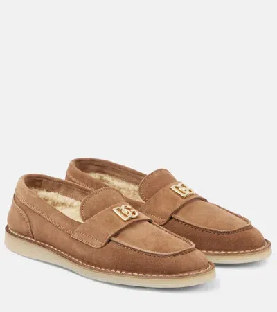 Dolce & Gabbana Dg Suede Loafers In Brown