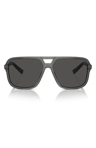 Dolce & Gabbana Dolce&gabbana 61mm Flat Top Pilot Sunglasses In Grey