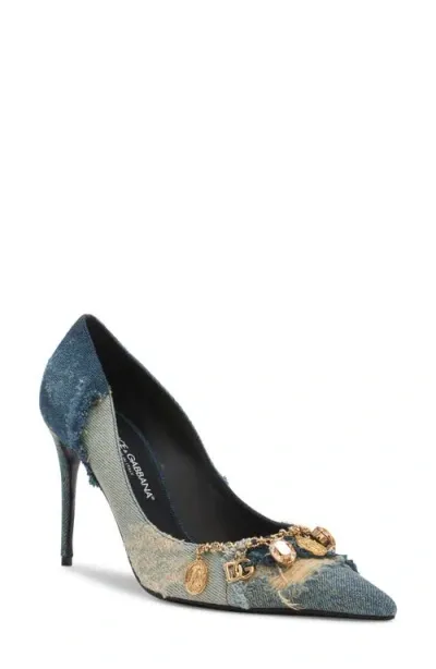 Dolce & Gabbana Patchwork Denim Pumps In Blue