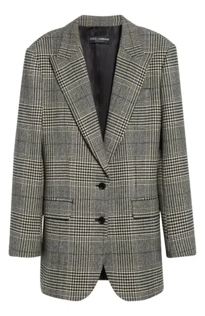 Dolce & Gabbana Dolce&gabbana Houndstooth Check Short Wool Blend Jacket In Glicine Viola Chiari