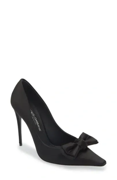 Dolce & Gabbana Dolce&gabbana Mun Bow Satin Pump In Nero/nero