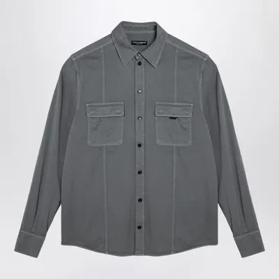 Dolce & Gabbana Dolce&gabbana Grey Cotton Over Shirt Men In Gray