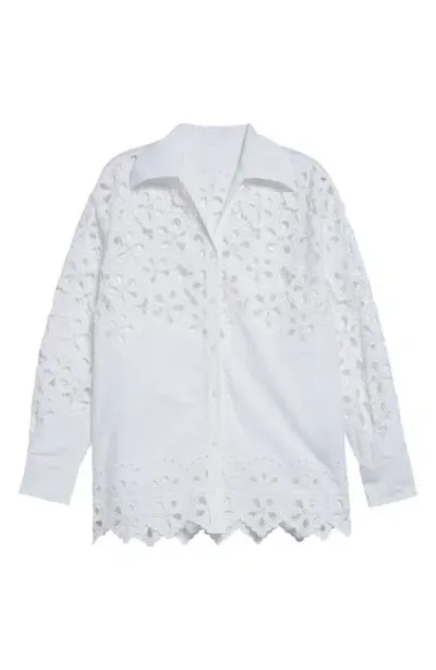 Dolce & Gabbana Dolce&gabbana Oversize Eyelet Button-up Shirt In W0800 Bianco Ottico