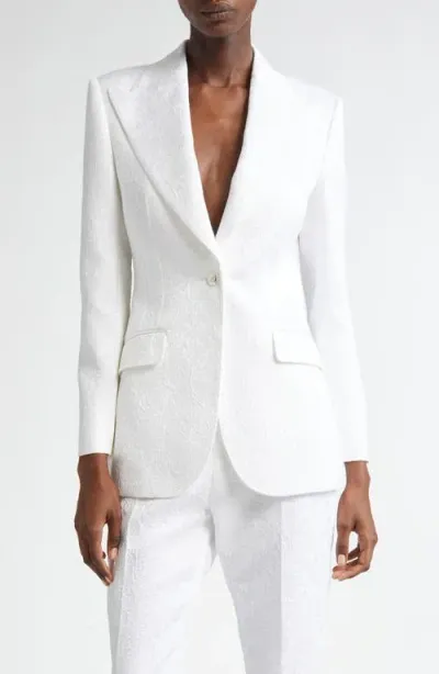 Dolce & Gabbana Dolce&gabbana Turlington Floral Brocade Blazer In Bianco Ottico