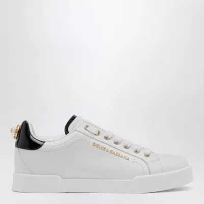 Dolce & Gabbana White And Gold Low Sneakers