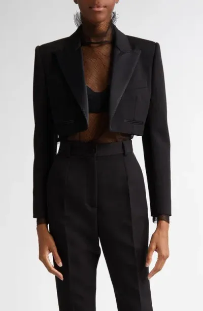 Dolce & Gabbana Dolce&gabbana Wool & Silk Blend Crop Blazer In N0000 Nero